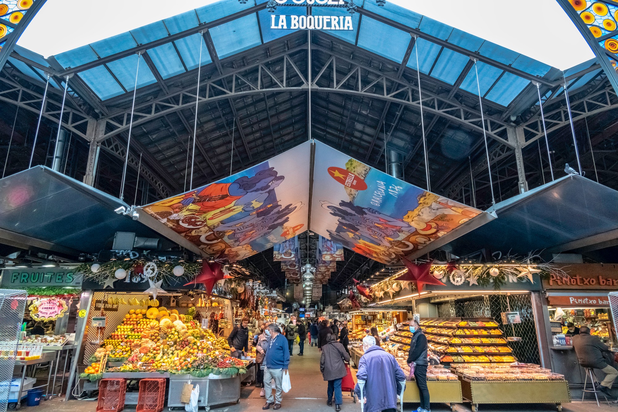 Trh La Boqueria v Barcelone.