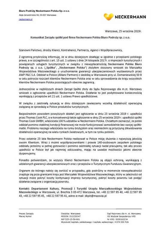 Oświadczenie Neckermann Polska