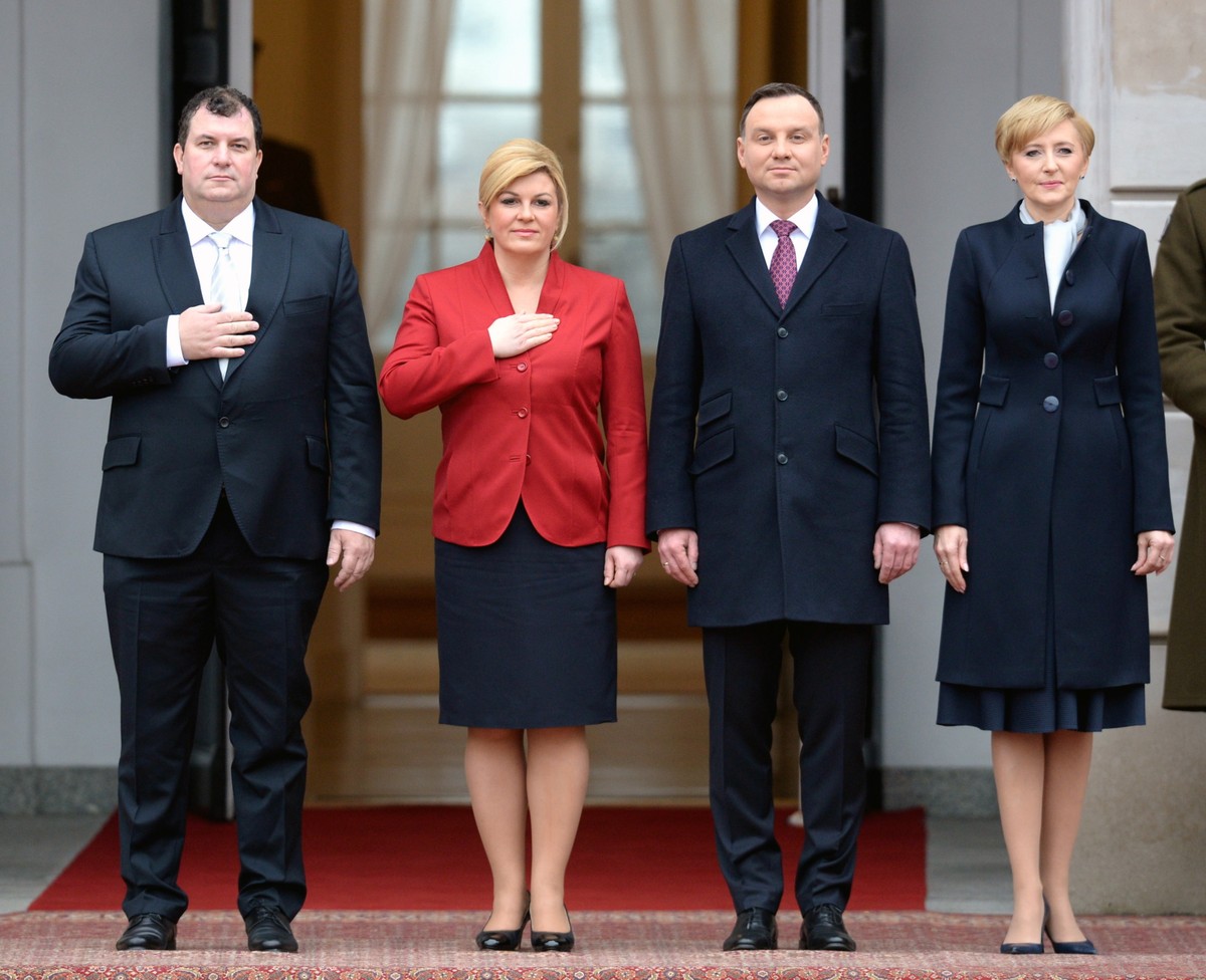 Chorwacja para prezydencka spotkała się z Andrzejem Dudą i jego małżonką w Pałacu Prezydenckim