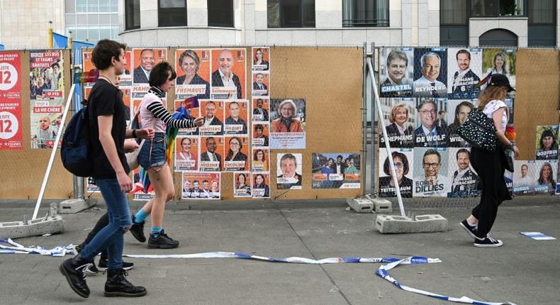 Plenty of electoral posters can be seen in Brussels as Belgium on Sunday holds national, regional and European elections