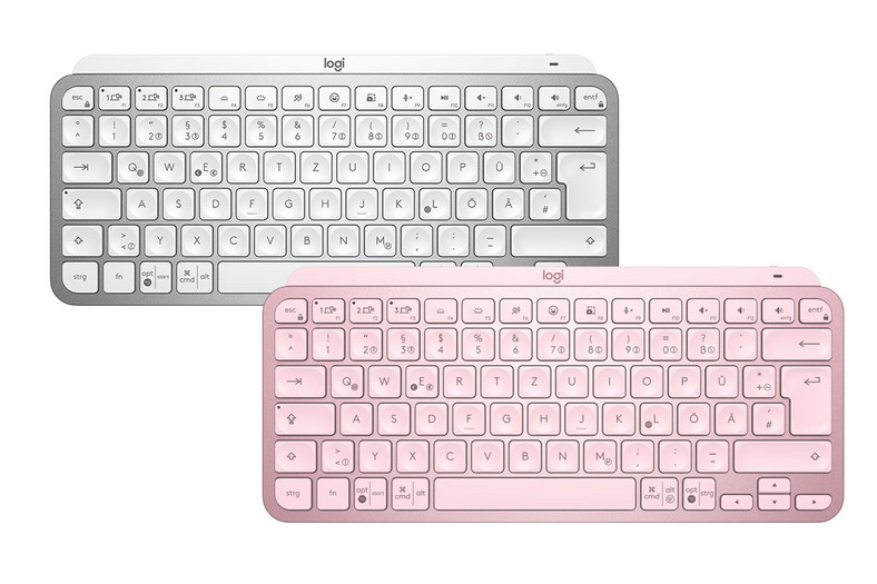 Obok różowego i srebrnego MX Keys Mini występuje również w kolorze szarym – zamiennie z układem uniwersalnym albo specjalnym dla Maca