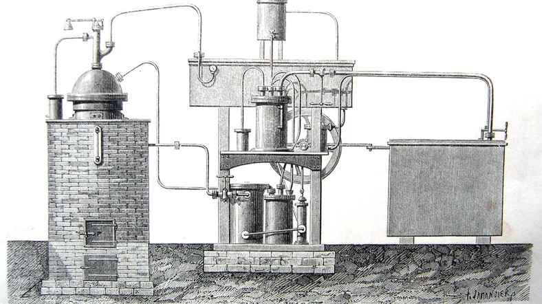 Schemat pierwszej pompy ciepła opracowanej przez Petera von Rittingera