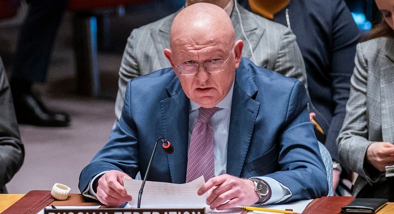 Ambassador Vasily Nebenzya speaks to delegates during a Security Council meeting on June 6.Eduardo Munoz Alvarez/VIEWpress/Getty Images