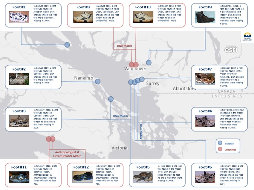 Mapa nađenih stopala