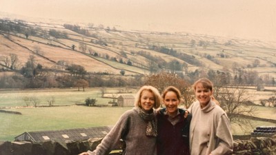 The author, left, pictured with her school friend, Geraldine, center, and another friend in their native England when they were in their mid-20s.Courtesy of Jane Ridley