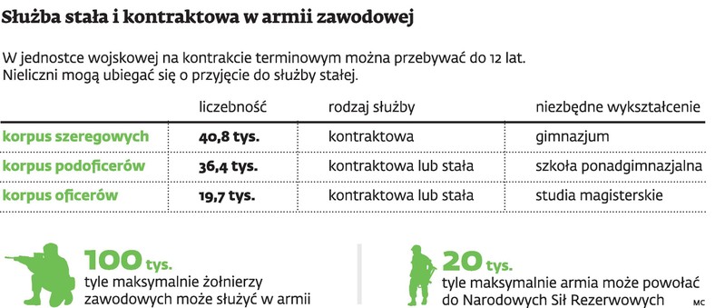 Służba stała i kontraktowa w armii zawodowej