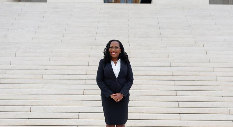 Supreme Court Associate Justice Ketanji Brown Jackson stands for a photo in front of the Supreme Court following her investiture ceremony on September 30, 2022.Anna Moneymaker/Getty Images