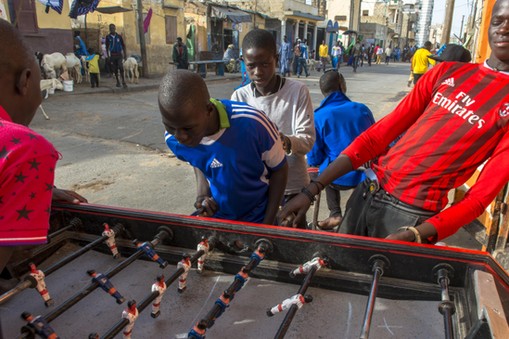 Saint Louis children playing table football