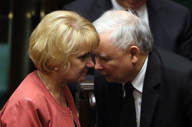 Prezes PiS Jarosław Kaczyński i posłanka partii Jolanta Szczypińska