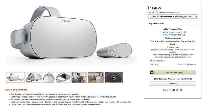 Oculus Go w ofercie Amazonu