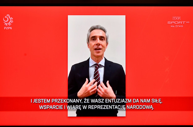 Paulo Sousa podczas konferencji prasowej online po posiedzeniu zarządu Polskiego Związku Piłki Nożnej w Warszawie