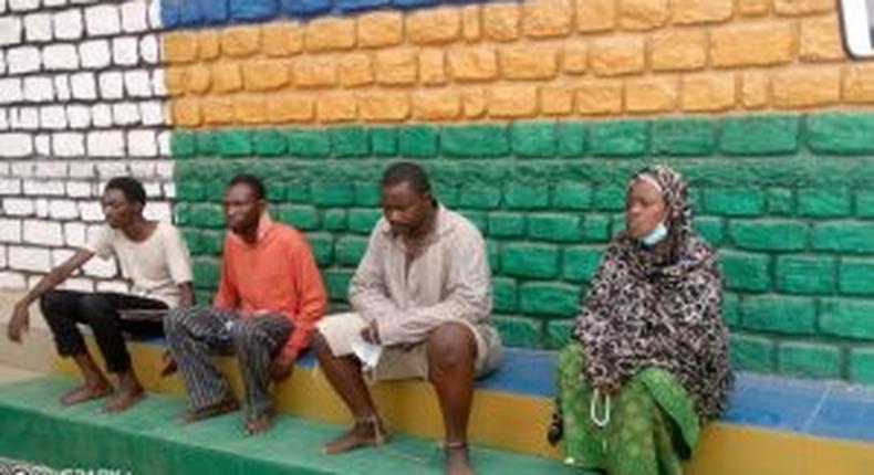 The four suspects arrested over kidnap and murder of a 6-year-old child in Kaduna. (NAN)