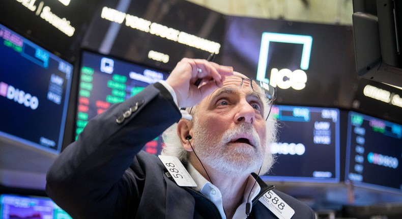 A trader works at the New York Stock Exchange NYSE in New York, the United States, on March 9, 2022.