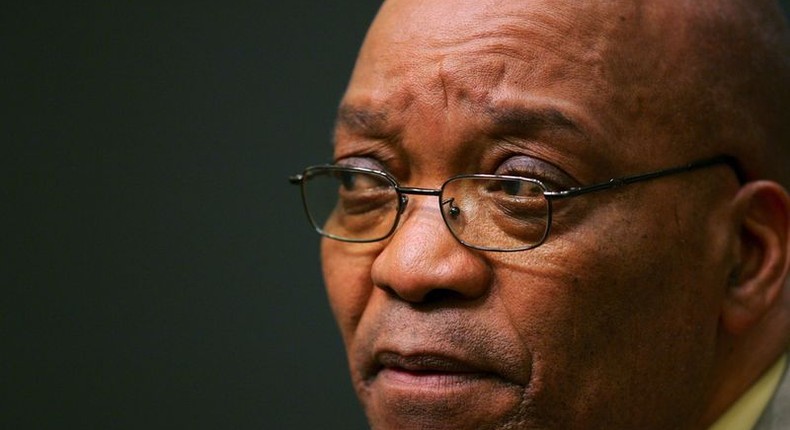 South African President Jacob Zuma listens at a news conference in Cape Town, in this June 14, 2005 file photo. 