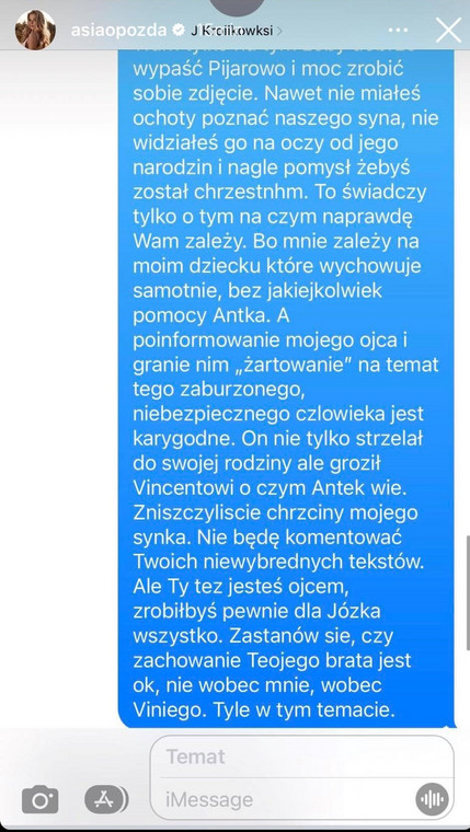 Joanna Opozda pokazała treść SMS-ów z Janem Królikowskim