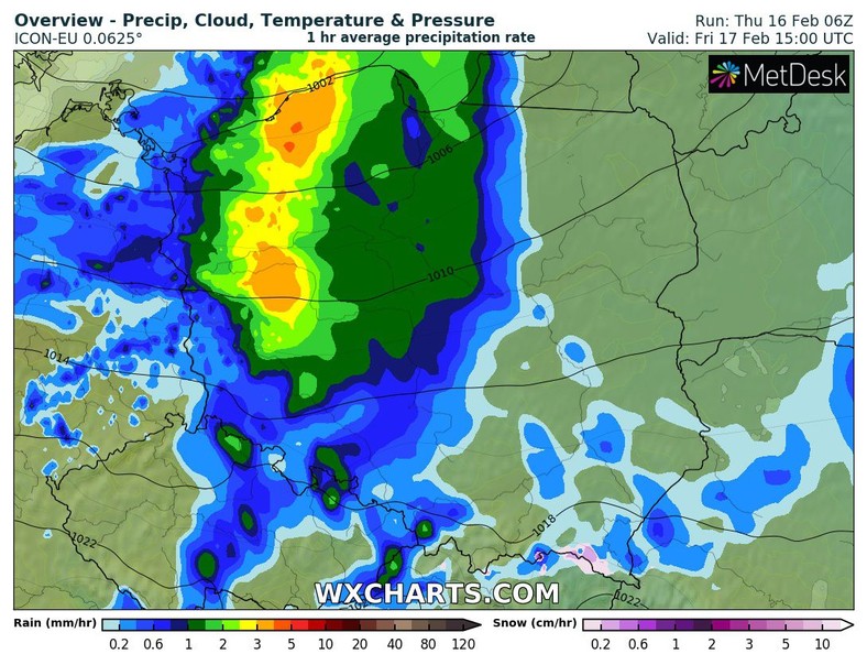 W piątek przez Polskę przetoczy się deszczowy front atmosferyczny