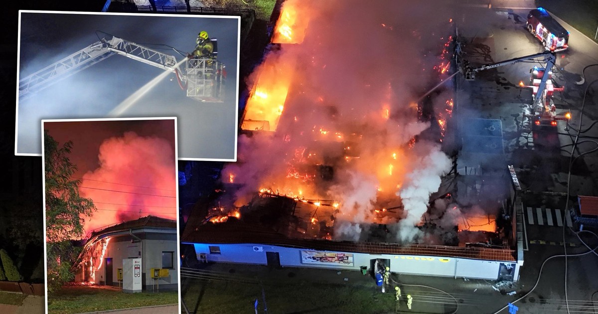 Gigantyczny pożar sklepu Netto. Na miejscu wiele zastępów straży pożarnej. Ludzie słyszeli wybuchy