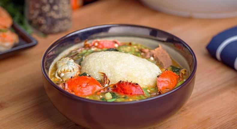 Okro soup with crab (Telandeword)