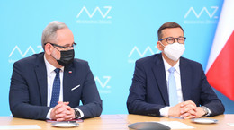 Minister zdrowia Adam Niedzielski i premier Mateusz Morawiecki