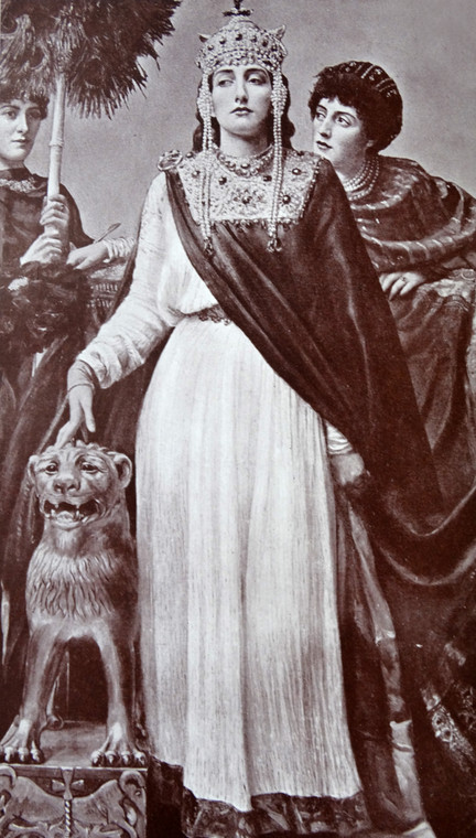 Obraz przedstawiający cesarzową Teodorę pędzla Valentine Cameron Prinsep z XIX w.