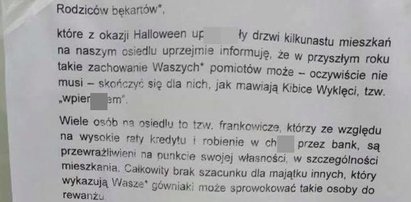 "Do rodziców bękartów". Wściekły lokator grozi dzieciom za Halloween