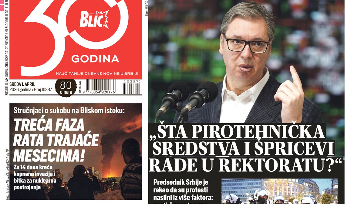 Blic naslovna strana za 01.04 