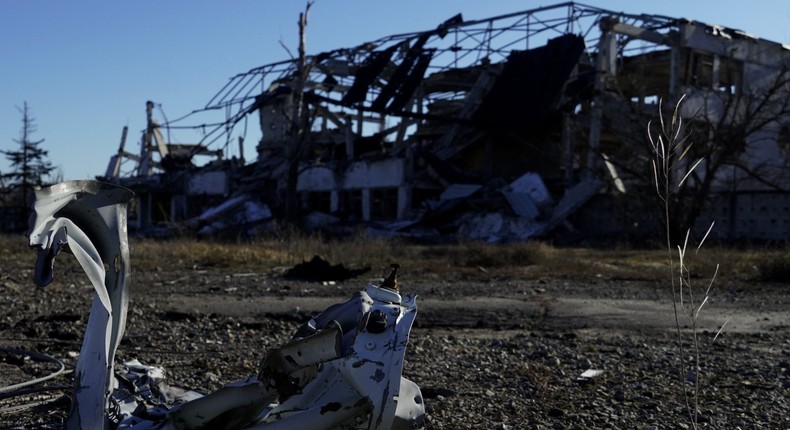 A view of a damaged building in the Luhansk region.STRINGER/AFP via Getty Images