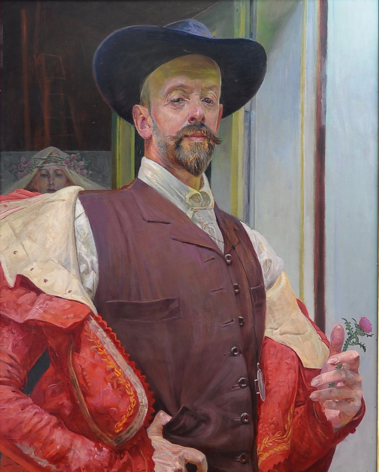 Jacek Malczewski, :Autoportret z kwiatem ostu (1911, własność prywatna)