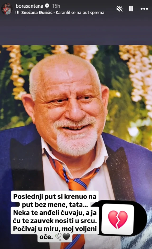 BOLNE REČI: Bora Santana se potresnom porukom oprostio od oca