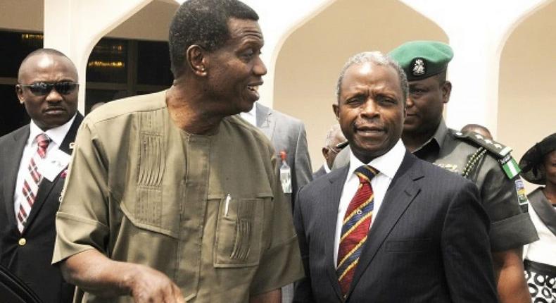 General Overseer of the  Redeemed Christian Church of God (RCCG), Pastor Enoch Adeboye and the Vice President Yemi Osinbajo.