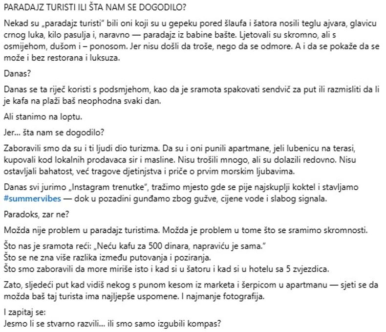 Paradajz turisti objava