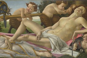 Sandro Botticelli, „Wenus i Mars, ok. 1485, malowidło na desce topolowej, 69,2 x 173,4 cm, National Gallery, Londyn