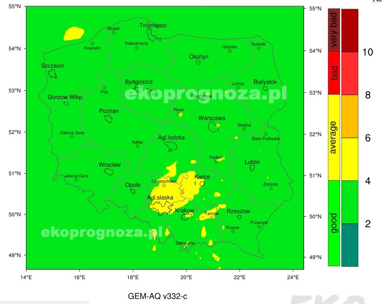 Prognoza zanieczyszczenia powietrza na 18.03.2017