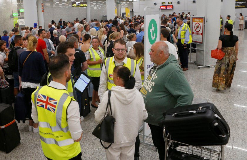 Passengers are seen at check-in points at Enfidha-Hammamet International Airport