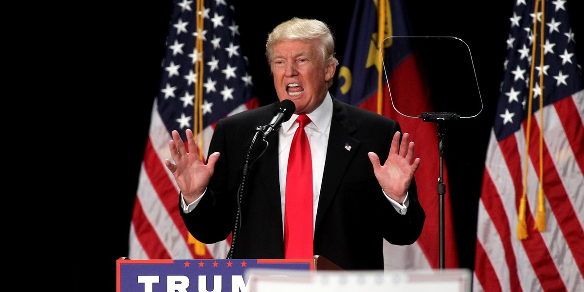 Donald Trump at a rally on Thursday at the Charlotte Convention Center in Charlotte, North Carolina.