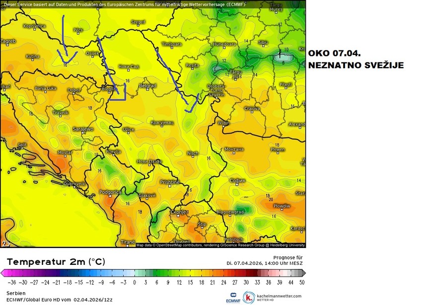 Oko 7. aprila Čubrilo očekuje manji pad temperature