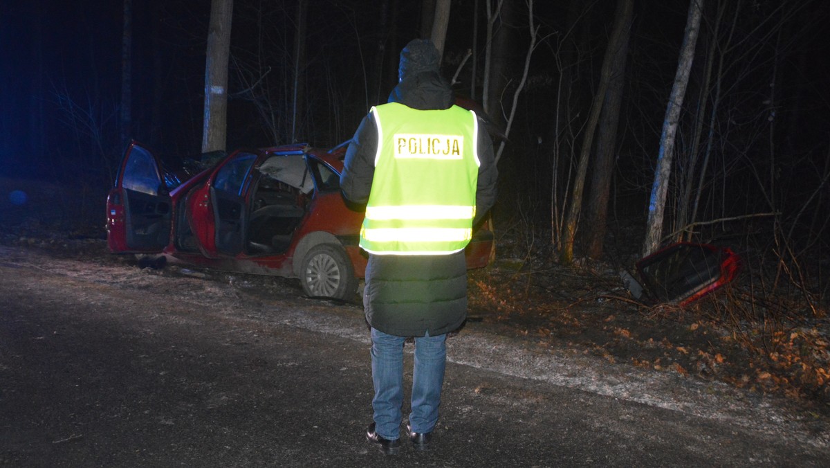 Bez prawa jazdy, z ponad dwoma promilami alkoholu w organizmie - w takim stanie 30-latek z Tomaszowa wiózł swoich czterech znajomych. Jazdę skończyli na drzewie, pasażerowie trafili do szpitala. Na szczęście, ich życiu nie zagraża niebezpieczeństwo, jednak przy oblodzonych, jak teraz, drogach wypadek mógł skończyć się tragicznie. Policjanci apelują, by nie pozwolić prowadzić osobom pod wpływem alkoholu.