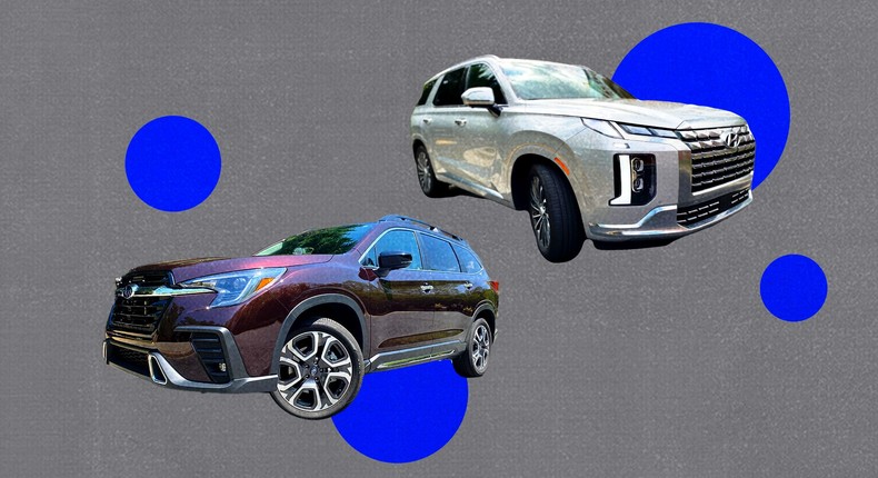 The 2024 Hyundai Palisade Calligraphy and 2024 Subaru Ascent Touring.Benjamin Zhang/BI; Chelsea Jia Feng/BI