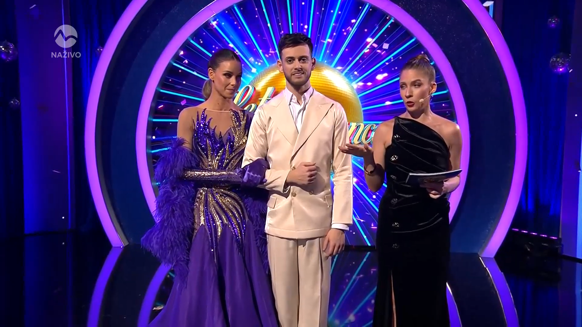 Štvrté kolo 11. série tanečnej šou Let's Dance: Nela Pocisková, Filip Kucman a moderátorka Jana Kovalčiková.