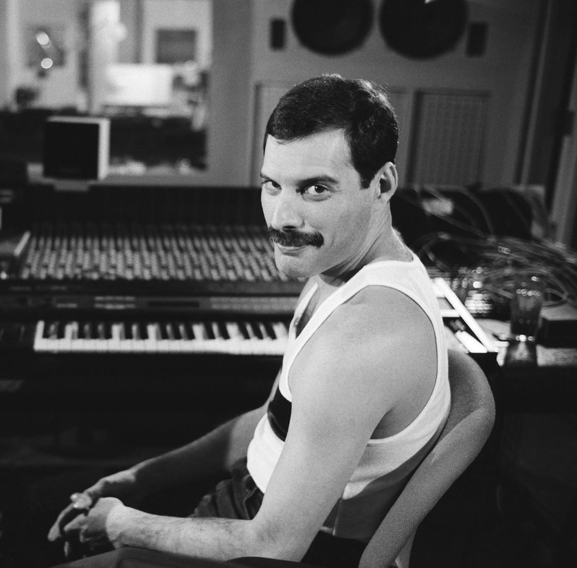 Freddie Mercury is seen in this undated still image