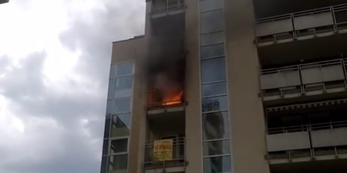 balkon blok pożar poznań