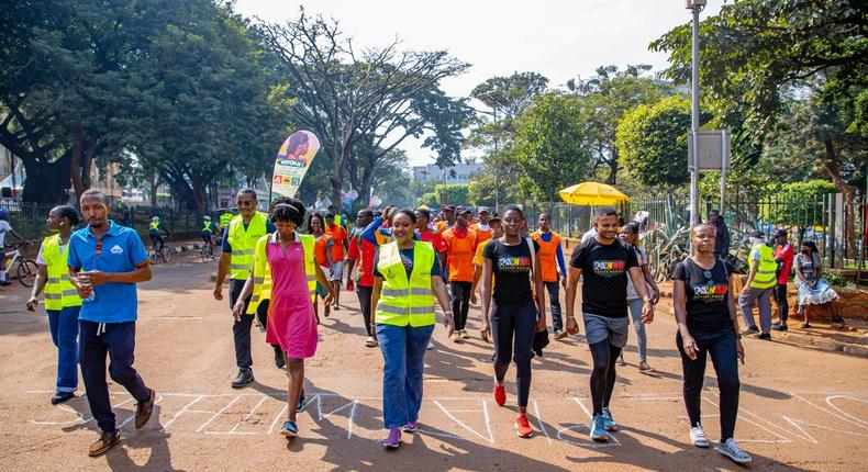 People participated in various events, from bicycle races to walkathons, while street artists turned empty roads into colorful canvases.