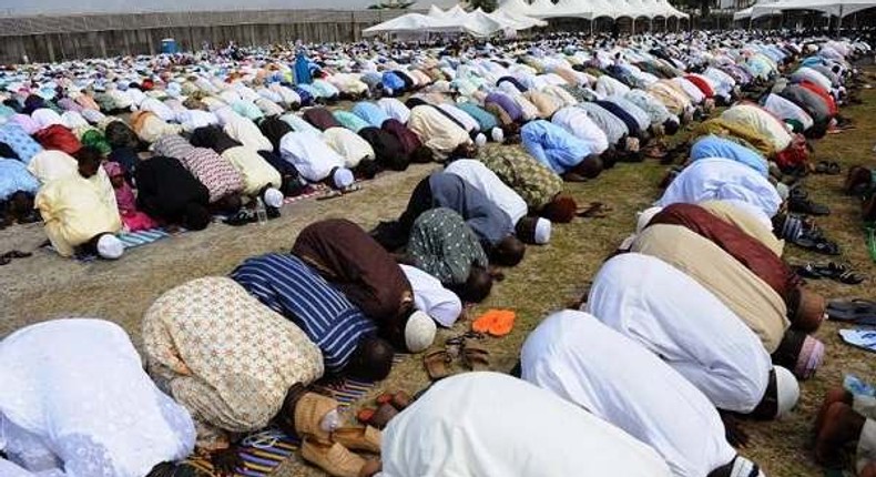 Muslims praying