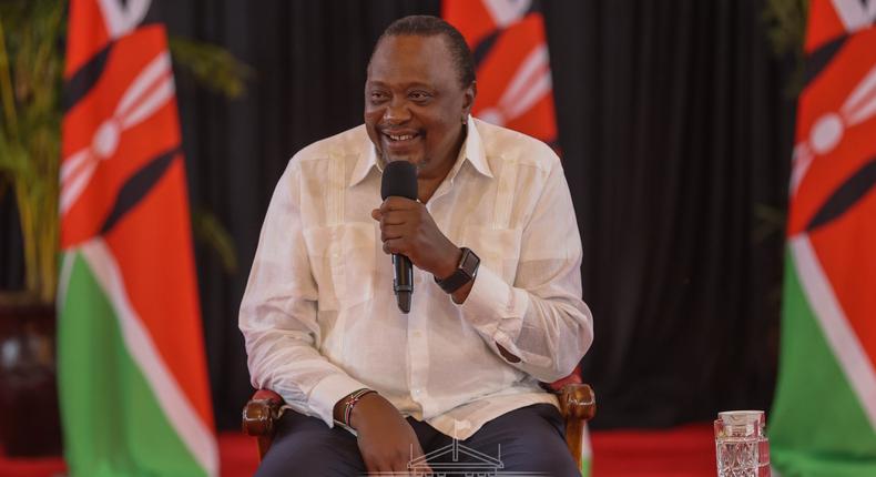 President Uhuru Kenyatta during his last interview as head of state where he hosted stations that broadcast in vernacular at State House.