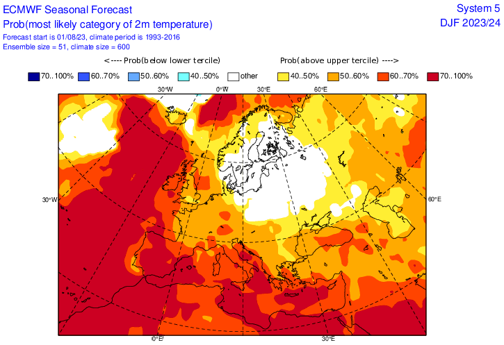 Zima w Polsce, ale także na północ i wschód od naszego kraju, ma przynieść przewagą przeciętnych temperatur