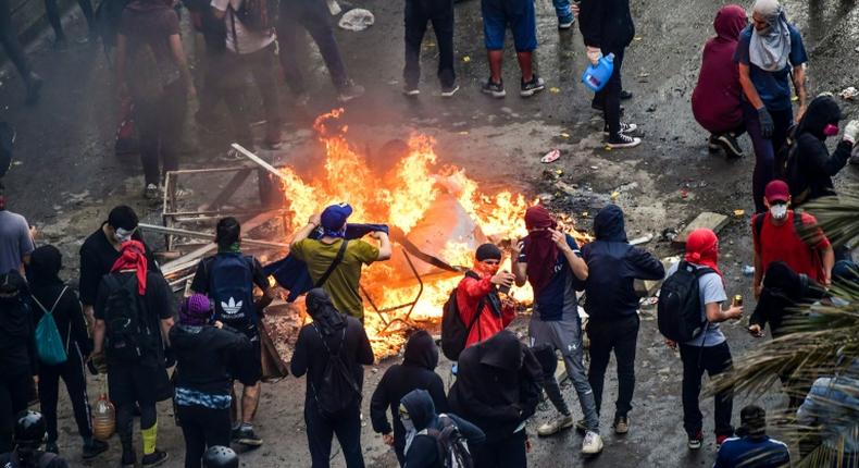 Protests rage again against Chilean President Sebastian Pinera's government in Santiago on November 8, 2019