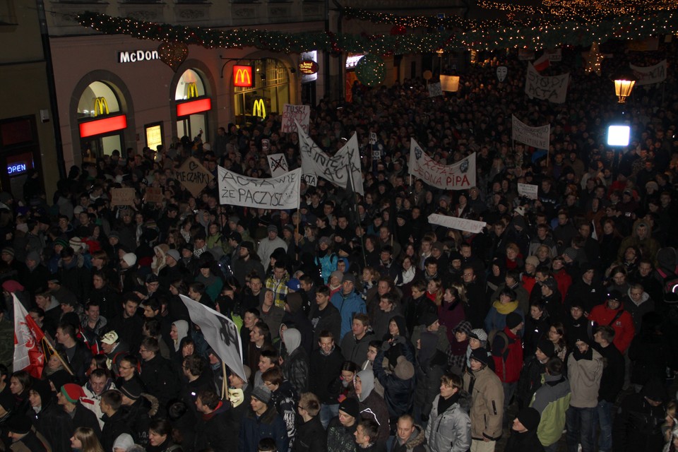 Manifestacja przeciwko ACTA w Krakowie, fot. Norbert Litwiński / Onet