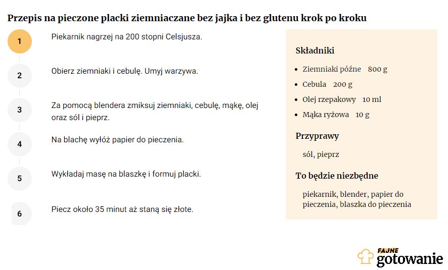 Przepis na pieczone placki ziemniaczane bez jajka i bez glutenu