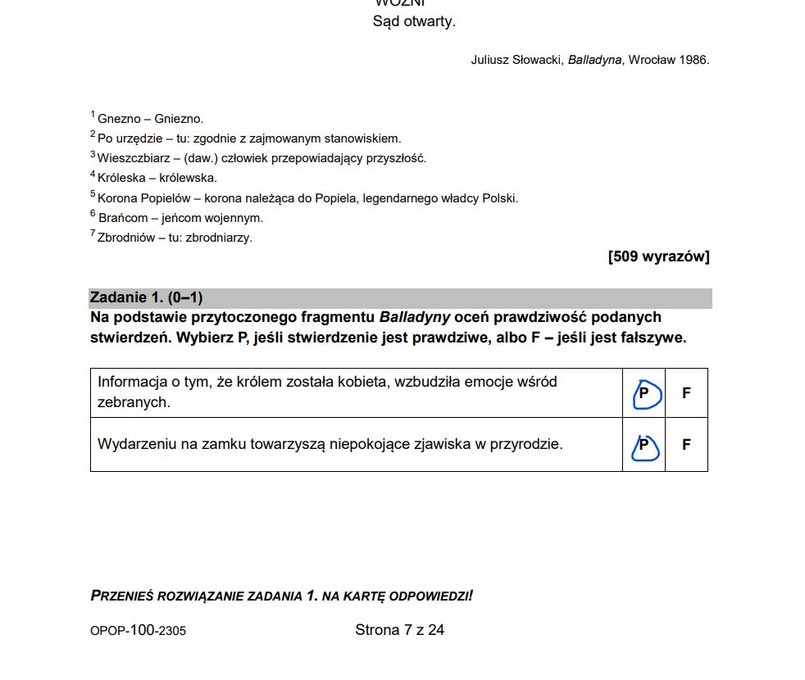 Egzamin ósmoklasisty 2023: Odpowiedzi do arkusza CKE z polskiego – strona 7