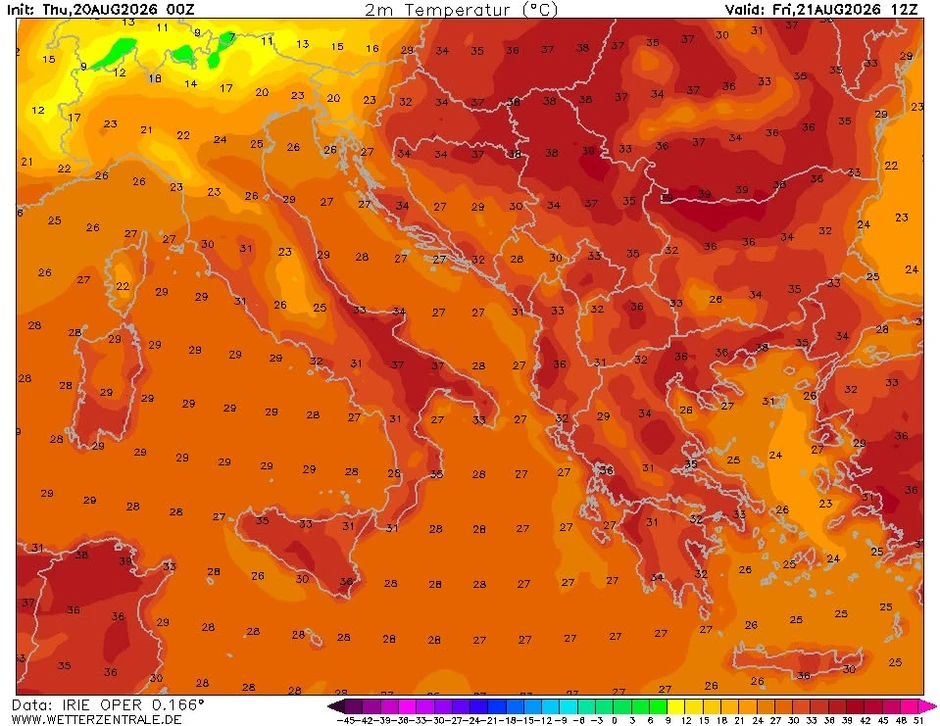 Mapa za petak, 21. avgust